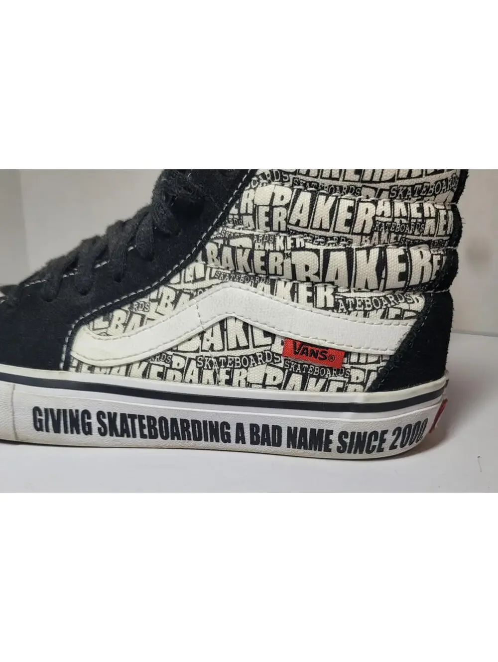 Vans Sk8-Hi Pro Baker Black White Skateboards Sneakers Sz 8.0